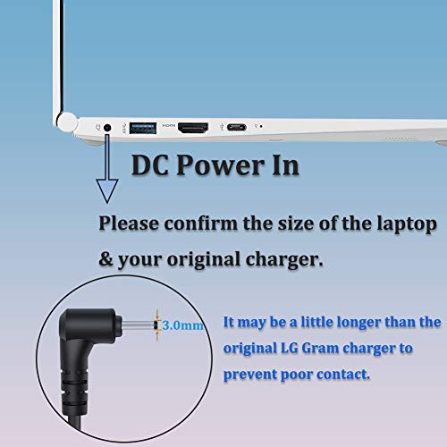 For Lg Gram Laptop Charger 19V Charger For Lg Gram 13.3" 14" 15" 17" Series 13Z950 13Z980 14Z980 15Z980 13Z970 13Z940 13Z975 14Z950 14Z970 15Z960 15Z970 15Z975 17Z990 Lg Gram Laptop Power Supply Cord #TOP1