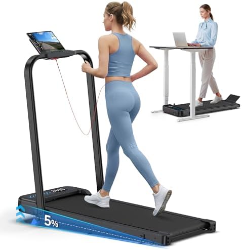 Foldable Treadmill with Incline, Compact Walking Pad Treadmill wi...