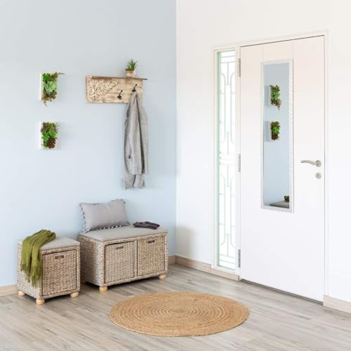 LOLAhome - Espejo Gris Largo Rectangular para Colgar en Puerta o Pared de Cuerpo Entero de 125x35 cm, Incluye 2 Ganchos fáciles de Quitar para Colgar en Puertas - imagen 2