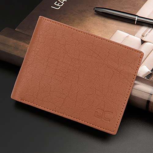 Image of Dezire Crafts Men Formal, Casual Black Artificial Leather Wallet (6 Card Slots) (Tan)