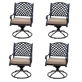 Darlee Nassau Cast Aluminum 4 Pc Set Swivel Rocker Dining Chair Set in Antique Bronze/Sesame