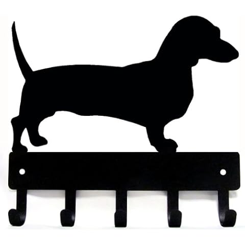 The Metal Peddler Dachshund Key Holder for Wall - Small 6x5 inch with 5 Hooks - Made in USA Cover