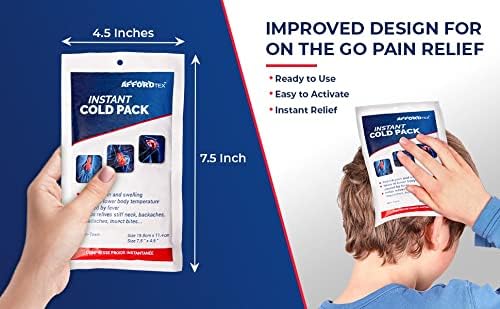 Instant cooler Ice pack- Ice packs 6 Count Disposable 7.5 x 4.5 Inches - Ready to use – Ideal for Injuries, Inflammation, Sprains, Strains,Pain relief - 3