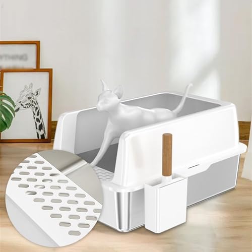 Caja de arena para gatos de acero inoxidable con lados altos miniatura 5