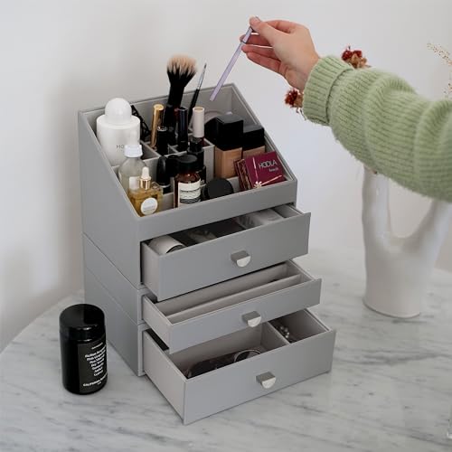 Plus de cosmétiques renversés avec le Stackers Pebble Grey Maquillage Ensemble de 3 lavable - 2