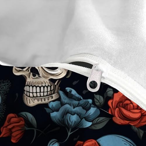 Housse de couette gothic skull 200x200 parure de lit microfibre avec taies