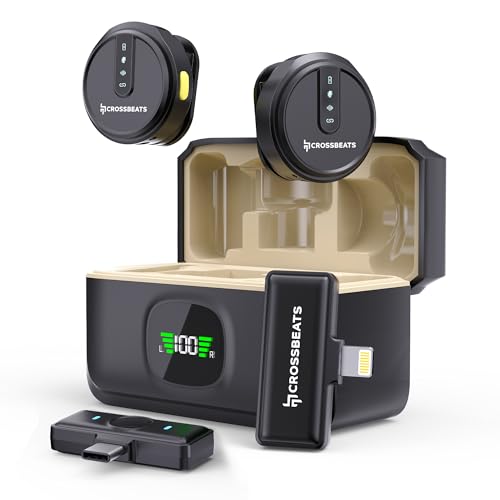 Image of CrossBeats Clip Wireless Mic for YouTube Video Recording| Vlog Collar Lavalier Lapel Type C Microphone for Youtubers with Noise Cancellation for iOS and Android| Bluetooth Mic Mike (Silver, M02)