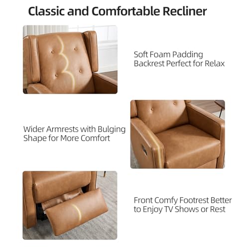 Image of CANMOV Swivel Rocker Recliner Chair Set of 2, Nursery Glider Chair, Nursery Rocking Chairs, Manual Reclining Chair, Brown