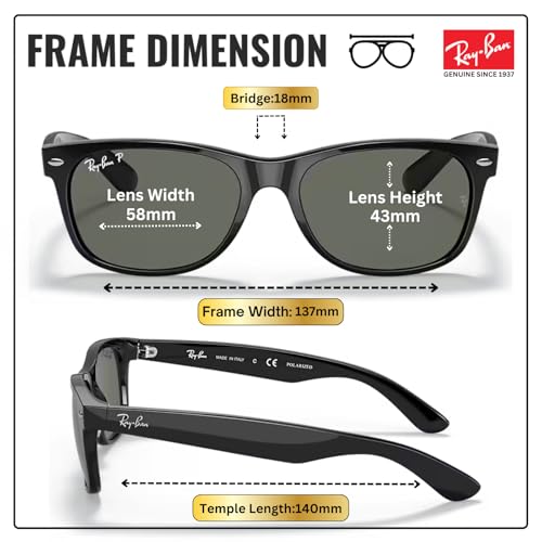 Image of Ray-Ban RB2132 NEW WAYFARER CLASSIC Square Shaped Sunglasses for Men & Women with Official RAYBAN Eyewear Kit