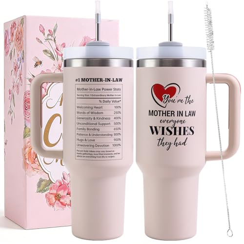 VoziSpace Mother in Law Tumbler with Handle 40oz Mothers Day Gift - Best Funny Mother in Law Mug...