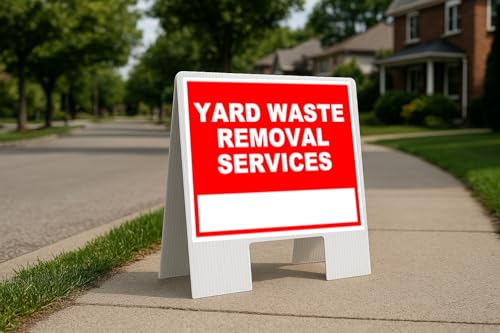 Yard Waste Removal Services Write On Me Red Folding Coroplast A-Frame with Double-Sided 23in x23in