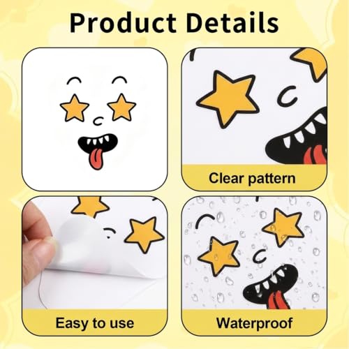 Image of 4Pcs Funny Trash Garbage Can Stickers-6.8in x 8.3in Cute Toilet Lid Decal Sticker,Adhesive Cartoon Expressions Sticker for Kitchen Fridge Bucket,Decorative Wall Stickers Indoor Outdoor,Type D