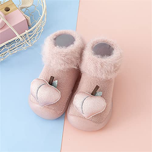 Baby Toddler Sock Shoes Anti-Slip Breathable Fuzzy Slipper Winter Warm Walking Shoes for Infant (Pink, 0-6 Months)2