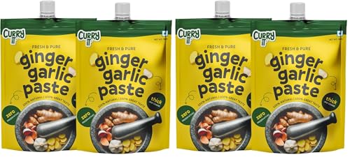 Image of CURRYiT Preservative Free Ginger Garlic Paste | Adrak Lahsun Paste for Cooking | Fresh & Pure | Homemade Taste & Quality | Thick & Coarse (Pack of 4)