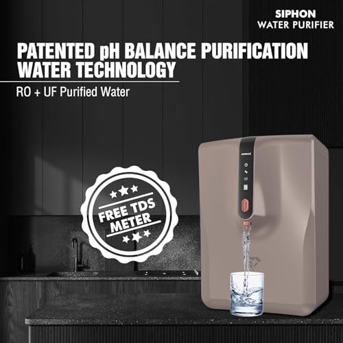 Image of Havells Siphon Water Purifier 6.5L| RO+UF| Copper+Zinc+Minerals| 7 Stage Purification| For Borewell, Tanker,Municipal Water Upto 2000 TDS| Free Unlimited Service Visits for 5 Yr (Warm Grey & Copper)