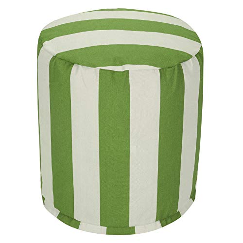 Majestic Home Goods Sage Vertical Stripe Indoor/Outdoor Bean Bag Ottoman Pouf 16" L x 16" W x 17" H