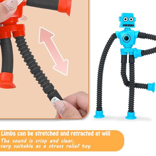 YUDANSI Telescopic Robot Fidget Toys with Suction Cup, Ever Changing Stress Relief Squishy Toy for Boys Girls, Birthday Gifts Party Bags Fillers Squeeze Toys, Christmas Stocking Filler Sensory Toy - Image 5