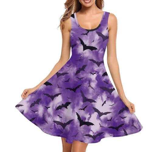 Image of Women's Casual Loose Sundress Midi Sleeveless Crewneck Dress Summer Beach Tank Dress with Pockets