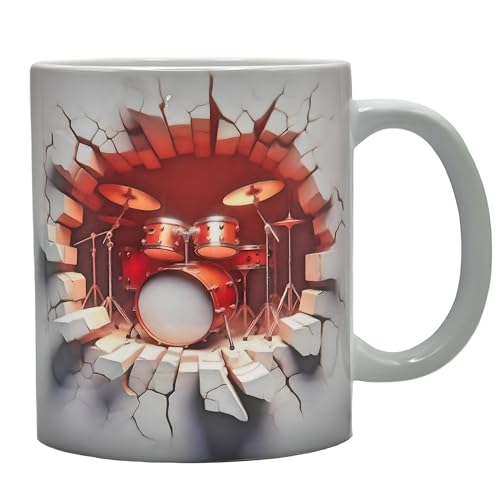 Shopi Zone Taza cerámica con batería en 3D – Diseño rompedor para músicos, rockeros y amantes del ritmo Shopi Zone Taza cerámica con batería en 3D – Diseño rompedor para músicos, rockeros y amantes del ritmo