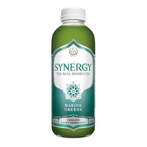 SYNERGY The Real Kombucha - Marine Greens - 16 fl oz Bottle - Raw Probiotic Drink for Gut Health and Immune Support