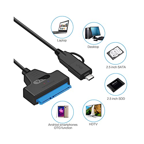 Cable Adaptador USB 3.0 a SATA para HDD SSD 2.5" 20 cm miniatura 3