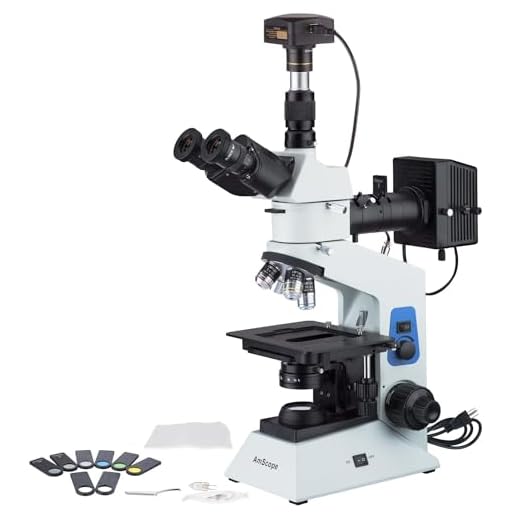 AmScope 40x-800x Polarizing Metallurgical Microscope w Top and Bottom Lights + 18MP USB3.0 Camera