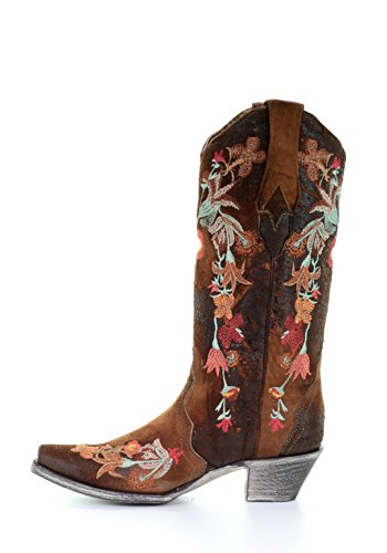 Corral Floral Embroidered Lamb Leather Womens Snip Toe Western Boots A35974