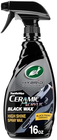 Turtle Wax Hybrid Solutions Ceramic Acrylic Black Car Wax Spray, Restores Apperance of Black Car Paint, Ceramic Coating Protection, Extreme Water Beading, High Gloss Shine, 473ml
