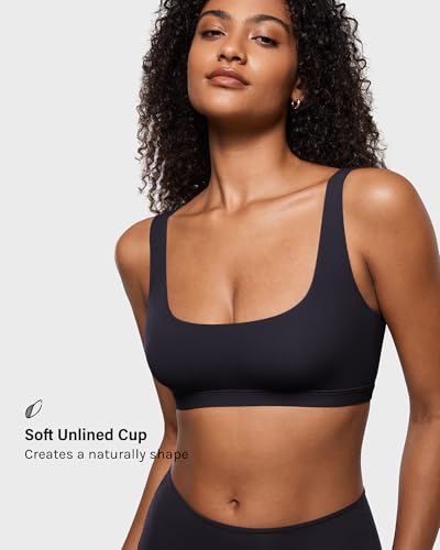 INLYRIC Women's Inbarely Soft Bralettes Scoop Neck Seamless Unlined Comfortable Double Layer Bralette2
