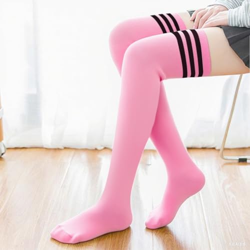 Image of DRESHOW Extra Long High Thigh Socks Striped Over Knee Thin Tights Long Stocking