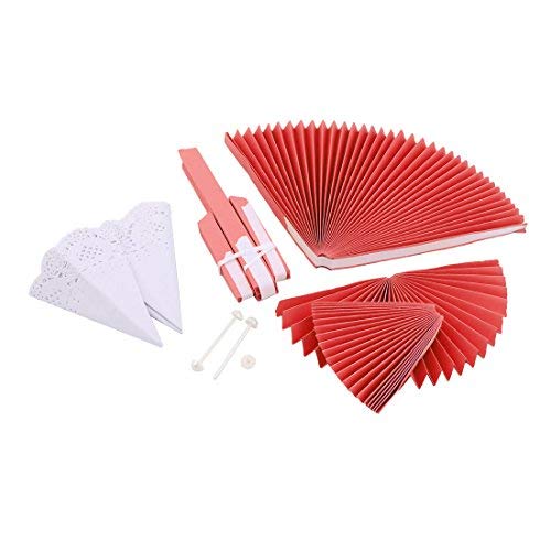 N/A Papier Party Hochzeit Fenster Wand Basteln Stoff Aufhängung Ventilator 16 Zoll Durchmesser 2 Stück rot