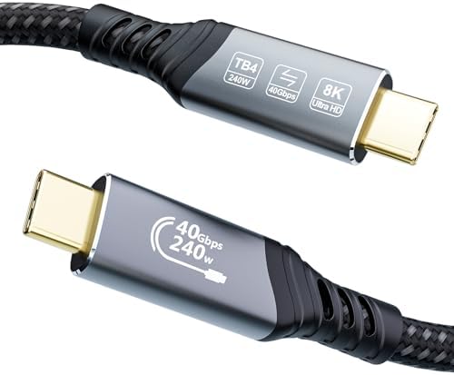EUDOBEL USB C Thunderbolt 4 Kabel 1m, USB C Datenkabel 40Gbps, Schnellladung 240W, 4K@144Hz 8K@60Hz USB C Video Kabel für eGPU, Thunderbolt 5, Thunderbolt 3, MacBook, SSD, Switch,