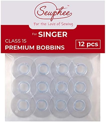 12pcs Bobbins fits Singer Sewing Machine - Class 15 Plastic Bobbins, 81348