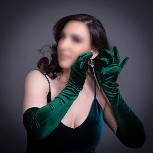DooWay Long Velvet Gloves Women Touchscreen 24-inch Stretchy Special Occasion 1920s Costume Evening Opera Gloves