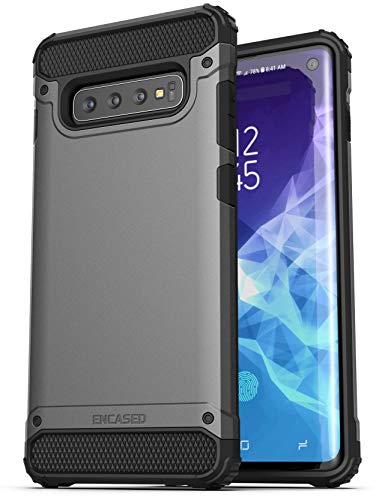 Encased Galaxy S10 Belt Clip Holster Case (2019 Scorpio Armor) Ultra Protective Tough Grip Cover With Holder For Samsung Galaxy S10 - Gunmetal Grey #TOP1