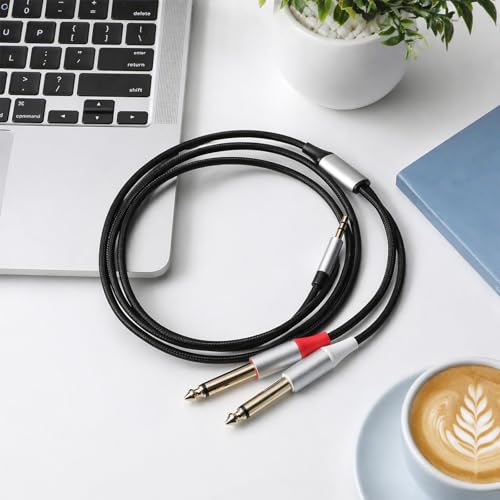 Cable adaptador Jack 3.5mm a 2x Jack 1/4 4ft miniatura 3