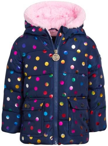 Dkny Baby Girls' Jacket - Fleece Lined Quilted Bubble Puffer Windbreaker Coat (12M-4T), Size 12 Months, Polka Dot Navy #TOP6