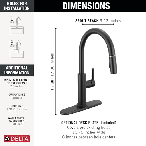 Delta-Faucet-Nicoli-Kitchen-Faucet-with-Pull-Down-Sprayer-Black-and-Gold-Kitchen-Sink-Faucet-Modern-Kitchen-Faucet-Single-Hole-Kitchen-Faucet-Matte-BlackChampagne-Bronze-19867LF-GZ Delta Faucet Nicoli Kitchen Faucet with Pull Down Sprayer Black and Gold Kitchen Sink Faucet Modern Kitchen Faucet Single Hole Kitchen Faucet Matte BlackChampagne Bronze 19867LF GZ