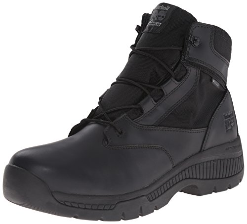 Timberland PRO Men s 6 Inch Valor Soft Toe Waterproof Side Zip Work Boot, Black Smooth Leather Ballistic Nylon, 11 M US