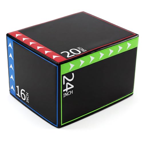 Goplus 3-in-1 Plyometric Jump Box, 16"x20"x24" Soft Foam Plyo Box with 3 Heights, Non-Slip Cover for Home Gym Strength, HIIT, Step-Ups, Agility Training, HIIT, Agility Workouts