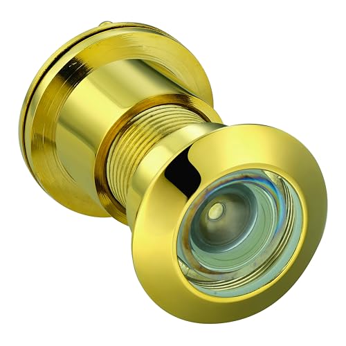 TOGU TG3828YG-PVD UL Listed Solid Brass HD Glass Lens 220-degree Door Viewer Peephole with Heavy Duty Privacy Cover for 1-3/5