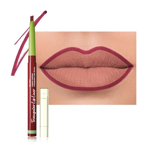 Image of evpct Dark Wine Red Triangle Lip Liner Pencil Stick for Women, Retractable Lips Liner Pen Triangle Tip for Sculpting Filling Plumping, Longwear Lipliners Pencil Vegan Cruelty Free Lip Filler Plumper