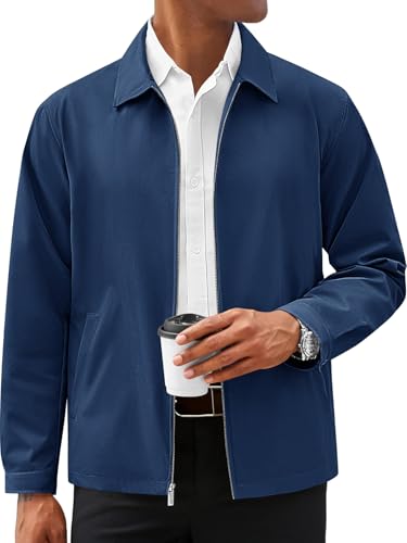 Runcati Mens Lightweight Jackets Casual Full Zip Windbreaker Golf Jacket