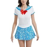 kiligspace Cotton Romper Onesie Pajamas Bodysuit Button Crotch Romper-Sailor Moon Onesie Skirt Set