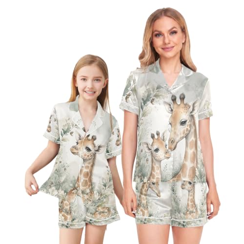 Matching Family Giraffe Pjs Set Cool Silky Smooth Unisex Nightwear 11-12Y