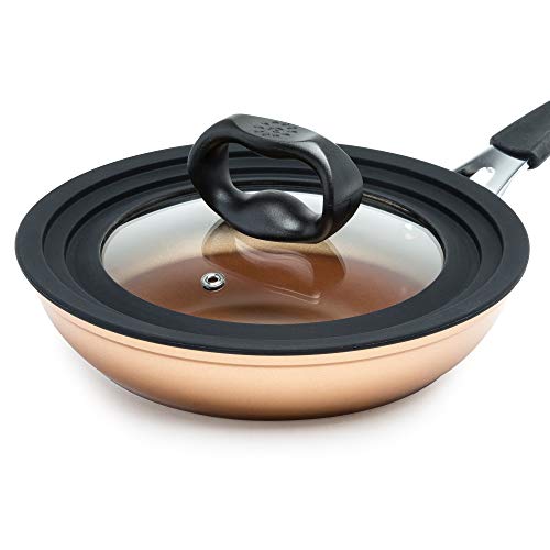 Ecolution Universal Lid for Pots and Pans, Fits 6-Inch to 8-Inch Cookware, Tempered Glass Replacement Lid with Heat Resistant Silicone Edge, Dishwasher Safe, Made without BPA, Small, Black - Thumbnail 5