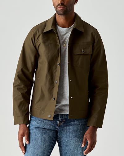 Image of Huckberry Flint and Tinder Dry Wax Trucker Jacket, Unlined Mens Lightweight Cotton Jacket