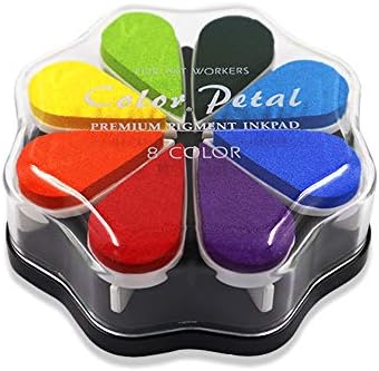 8 Colors Petal Shape Craft Ink Pad Stamps Partner DIY Color, Finger Ink Stamp Pads for Kids, Rainbow Rubber Ink Pad for Card Making, Scrapbook, Painting (Style 1)