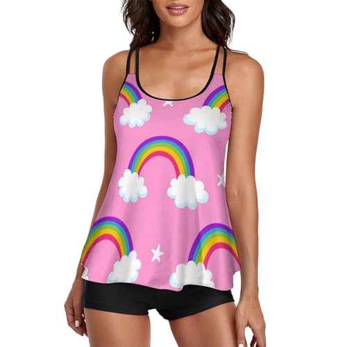 Maillot de bain tankini femme arc-en-ciel couvrant pour silhouette sublimée