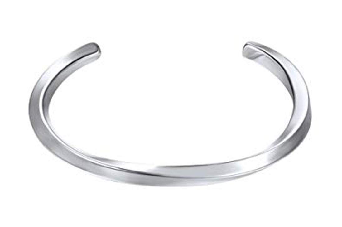 Treasure Bay Pulsera brazalete de plata esterlina 925 maciza, puño liso macizo, diseño retorcido Para unisex adultos Plata 17cm to 21cm